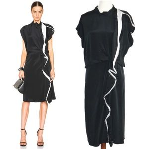 3.1 Phillip Lim Black White Silk Crepe Midi Dress